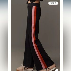 NWT Maeve Black track pants with Pink and Red Stripes